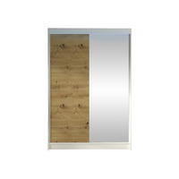 SCHWEBETÜRENSCHRANK Lino I mit RGB LED Beleuchtung - Weiß/Eiche Artisan, Holzwerkstoff/Metall (120/200/58cm) - MIRJAN24