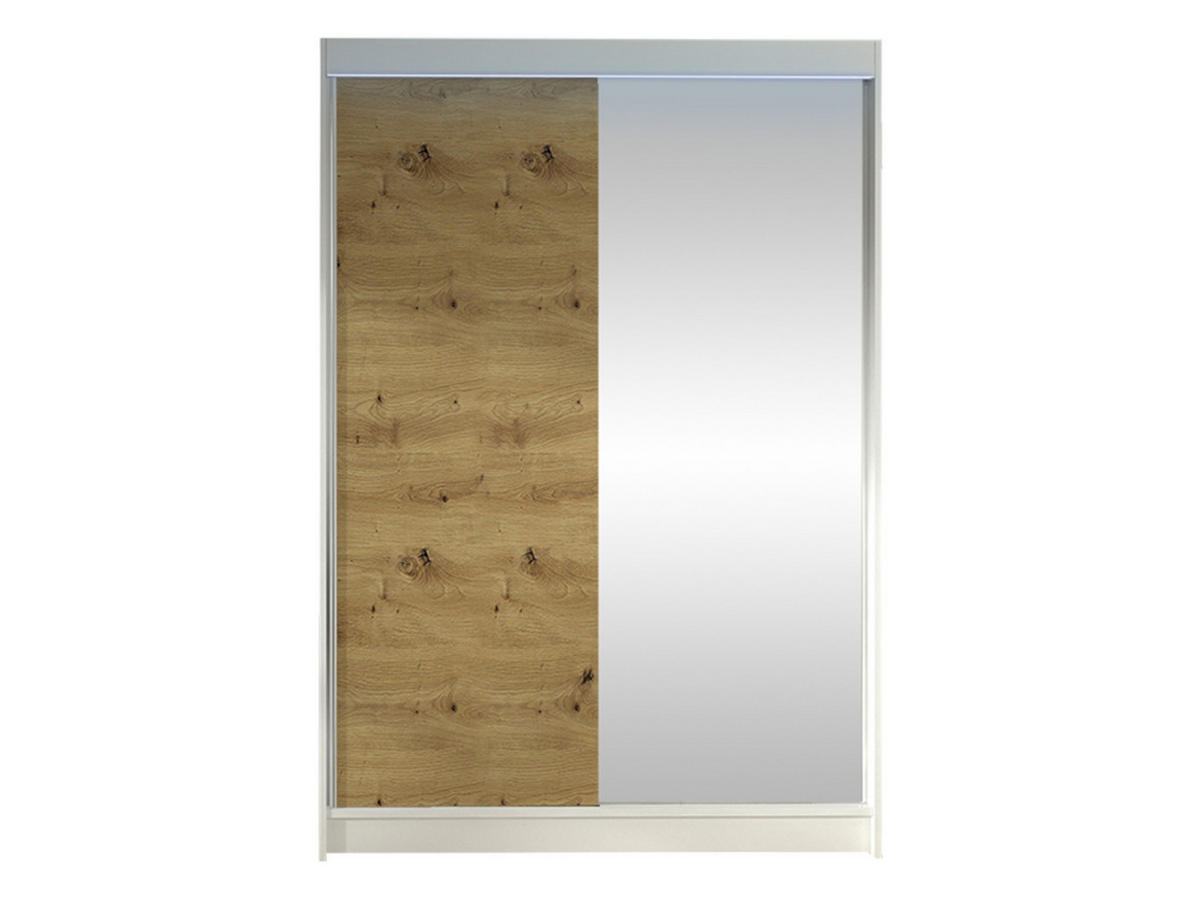 SCHWEBETÜRENSCHRANK Lino I mit RGB LED Beleuchtung - Weiß/Eiche Artisan, Holzwerkstoff/Metall (120/200/58cm) - MIRJAN24