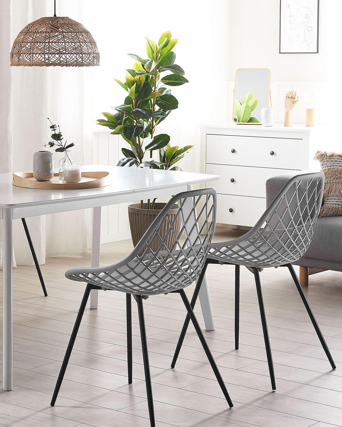 ÉTKEZŐSZÉK 2 darabos Szett Műanyag Szürke Canton - szürke, műanyag/fém (46/86/52cm) - Beliani