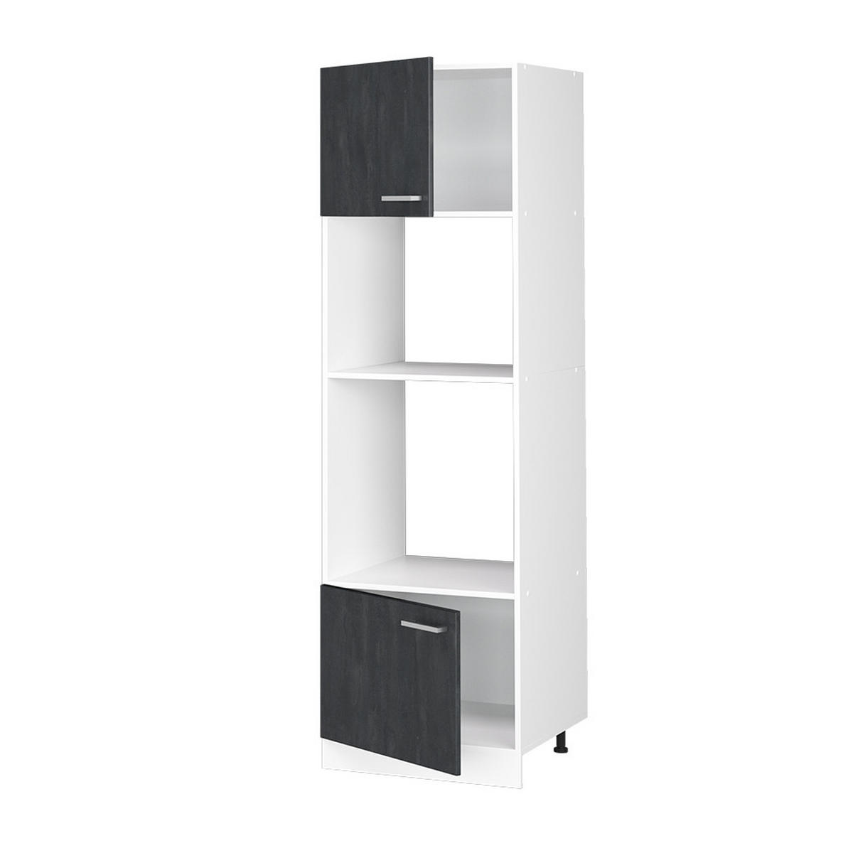 MIKROWELLENSCHRANK R-Line Schwarz Beton 60 cm ohne Arbeitsplatte - Schwarz/Weiß, Holzwerkstoff (60/206.8/57.2cm) - Vicco