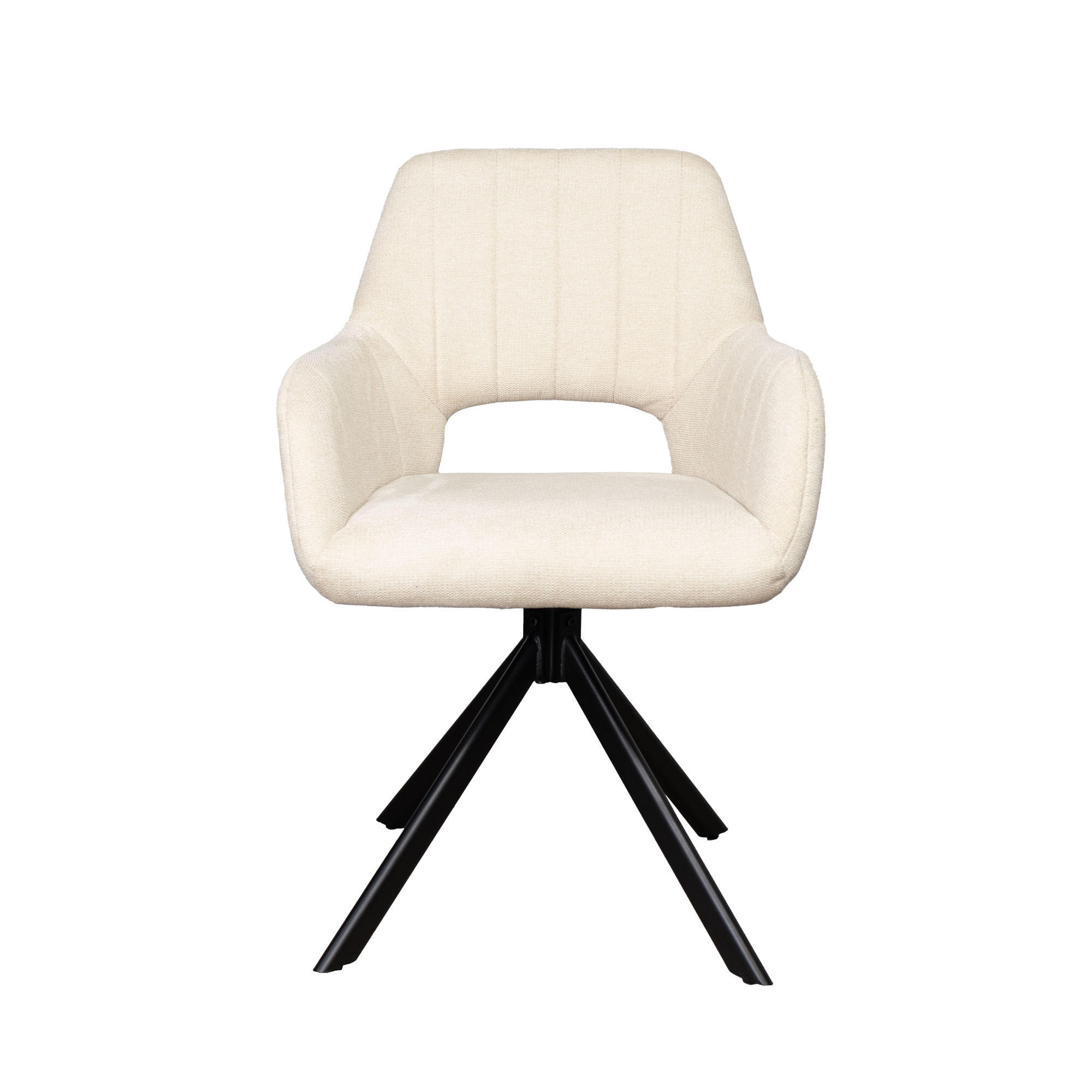 STUHL 2er Set drehbar aus Stoff, beige - Beige/Schwarz, Textil/Metall (57/84/58cm) - Giga Meubel