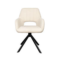 STUHL 2er Set drehbar aus Stoff, beige - Beige/Schwarz, Textil/Metall (57/84/58cm) - Giga Meubel