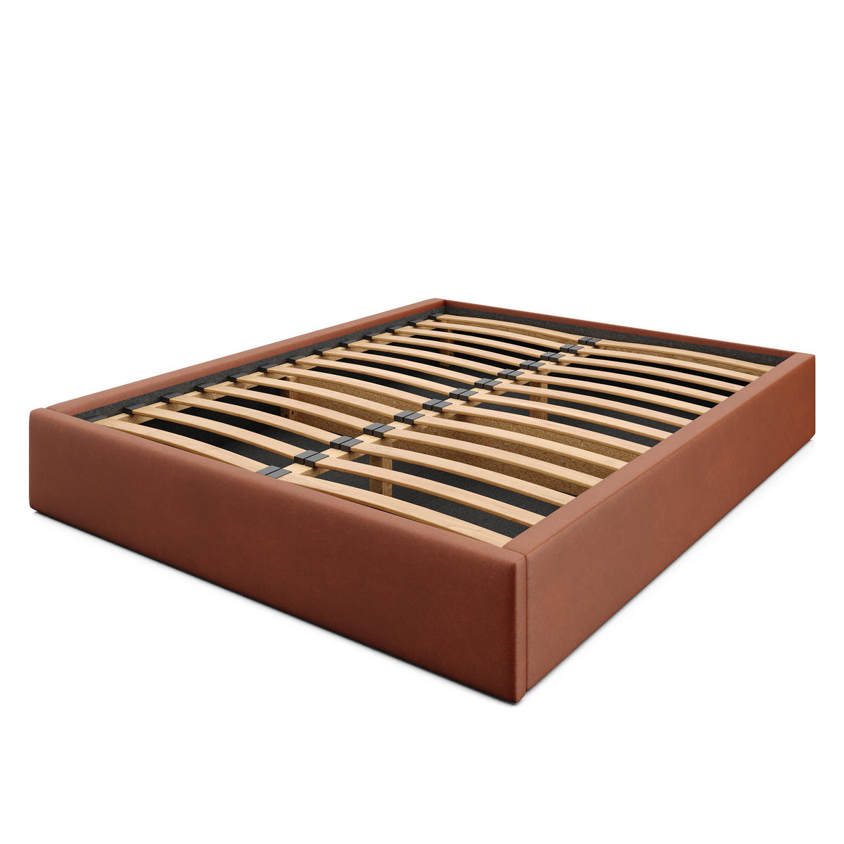 POLSTERBETT 160x200cm Bett mit Stauraum Lattenrost Honigfarbe - Braun/Orange, Holz/Holzwerkstoff (160/200cm) - Muralo