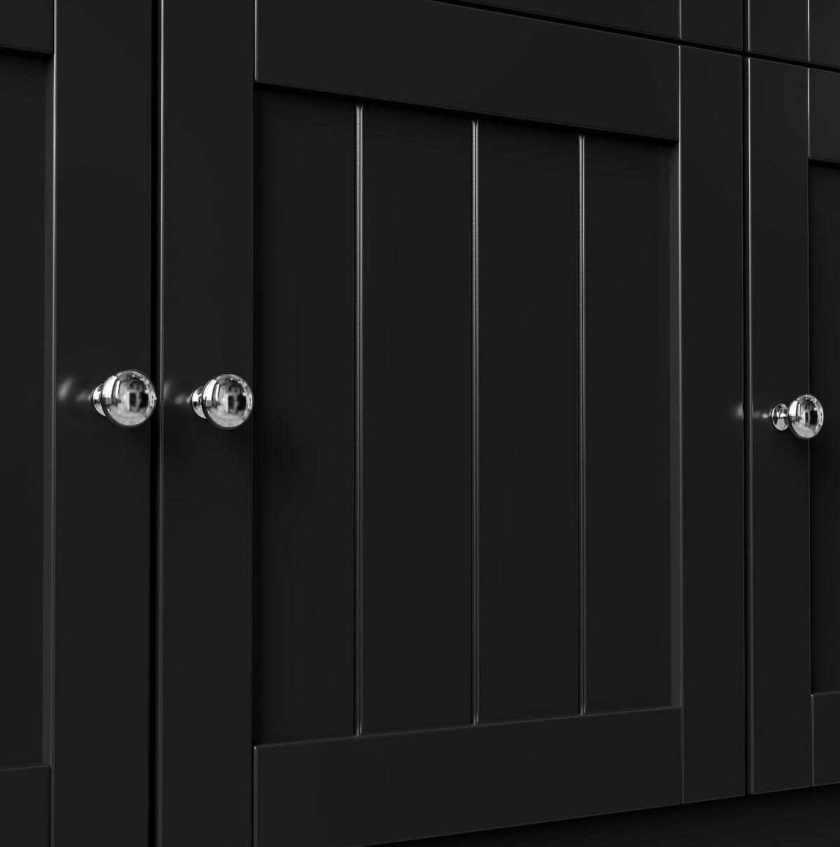 HOCHSCHRANK mit Acryltüren MDF Schwarz 3 Pakete - Schwarz, Holzwerkstoff (38.5/175/140cm) - Meubliv