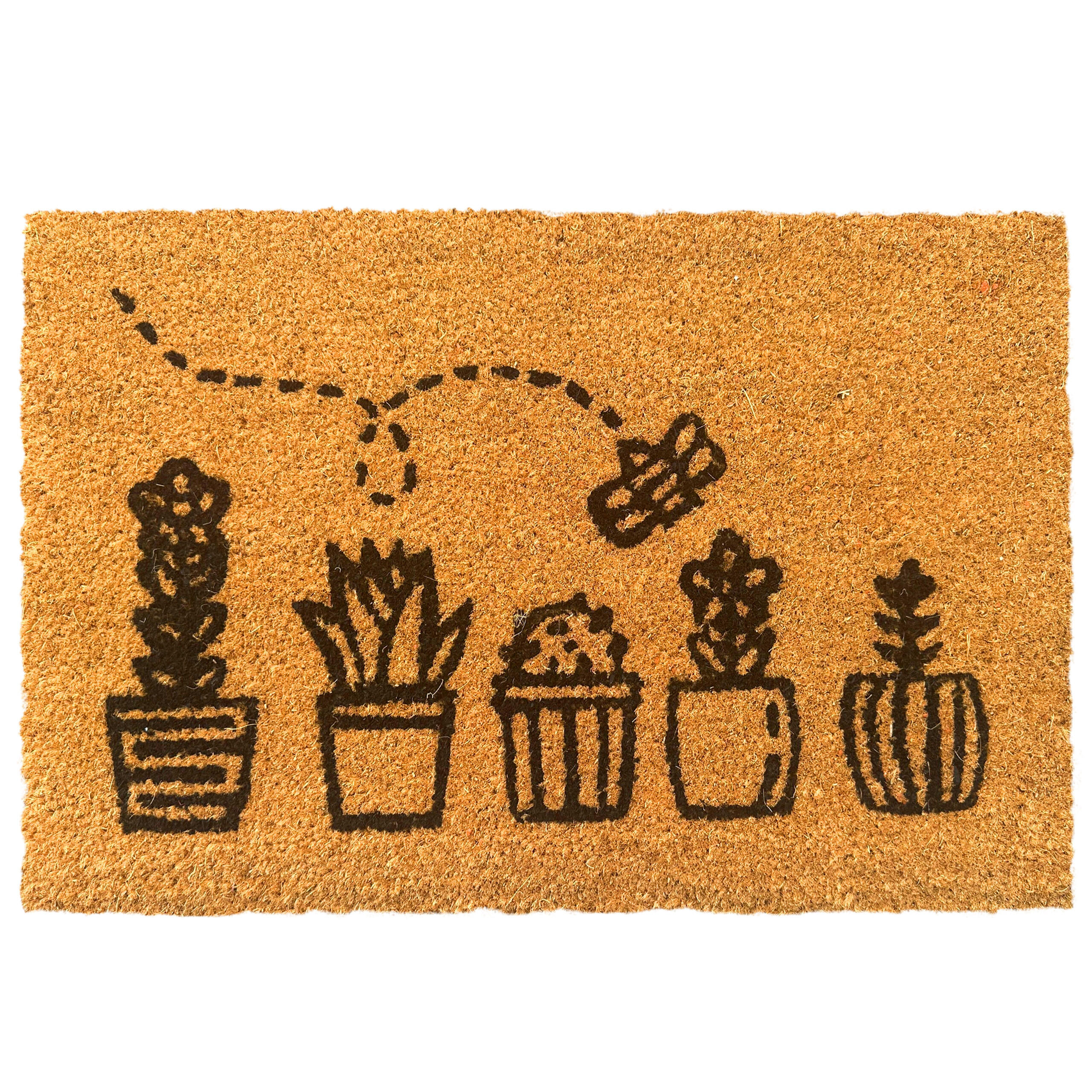 Relaxdays ROHOŽKA Přírodní kokos protiskluzová rostlinný motiv 60x40 cm