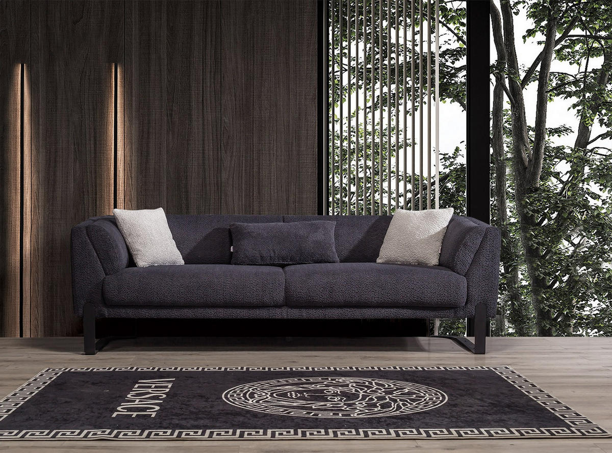 2-SITZER Sofa SILVANA, Schwarz - Schwarz, Textil/Metall (195/75/86cm) - Villa Möbel