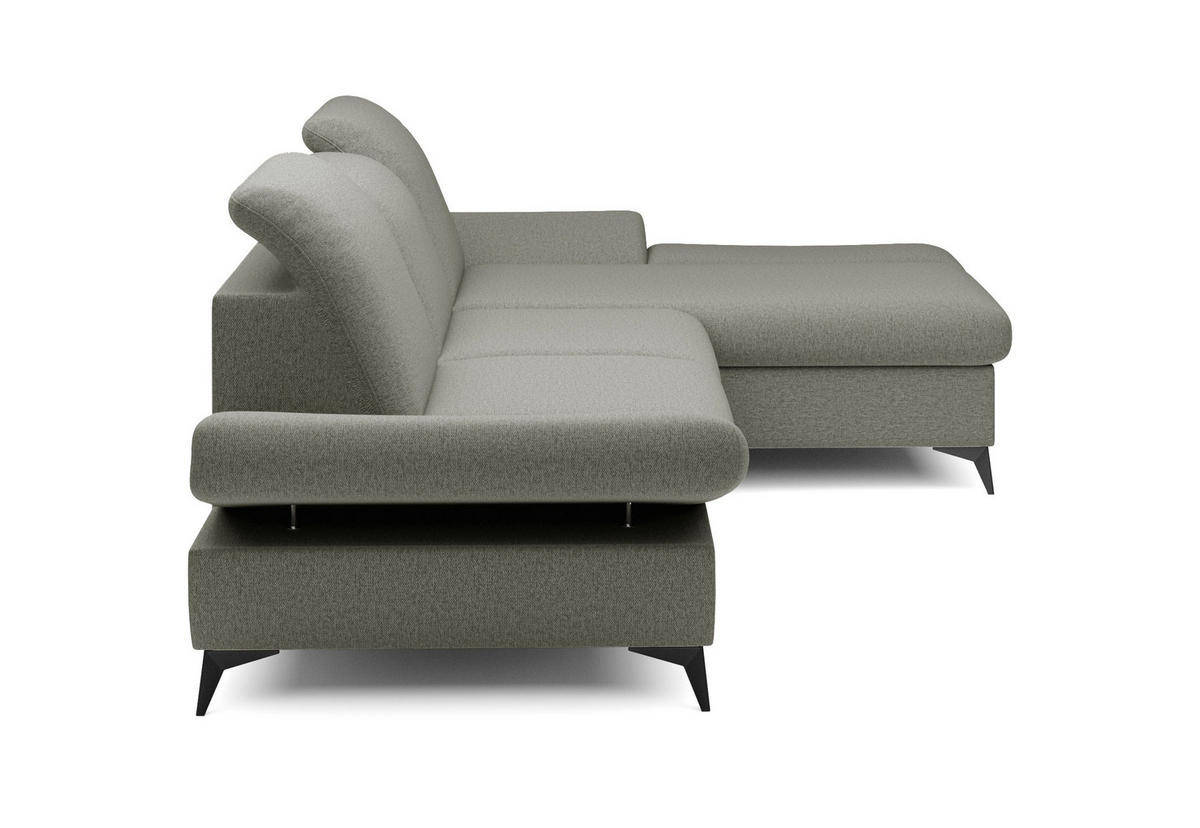 ECKSOFA FELICE R-S Grau Geflochtener Stoff mit Schlaffunktion - Grau, Holz (284/166cm) - MASSENO