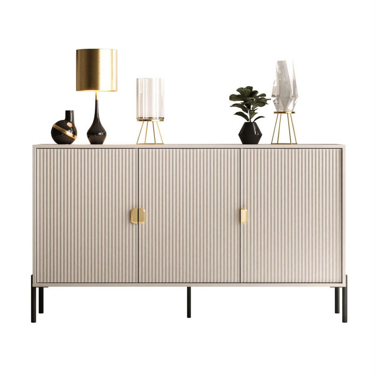 KOMMODE DALIA 3D - Kaschmir/Goldfarben, Holzwerkstoff (154/84/49cm) - Lookway