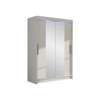KLEIDERSCHRANK Miami II, mit RGB LED Beleuchtung - Silberfarben/Weiß, Holzwerkstoff/Kunststoff (120/200/58cm) - MIRJAN24
