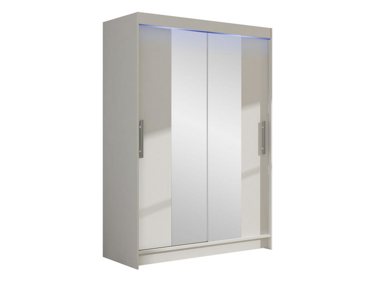 KLEIDERSCHRANK Miami II, mit RGB LED Beleuchtung - Silberfarben/Weiß, Holzwerkstoff/Kunststoff (120/200/58cm) - MIRJAN24