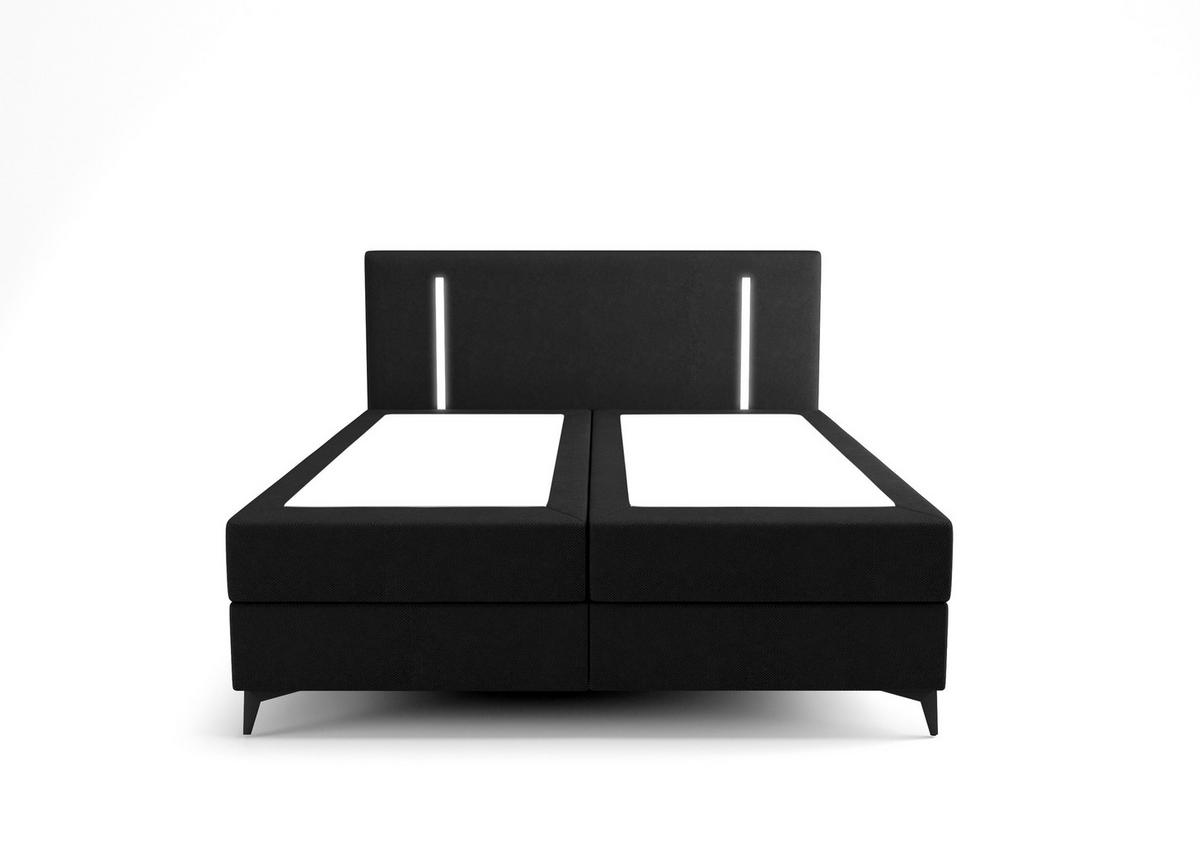 BOXBETT ONO mit Matratze H3, Bonell und Topper 140x200 CURIO 99 - Schwarz, Textil (140/200cm) - Bedante