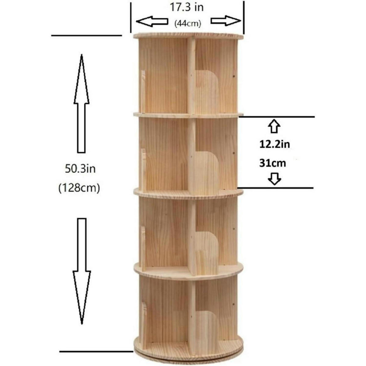 BÜCHERREGAL Massivholz 4-stöckig 128 cm - Braun, Holz (44/128/44cm)