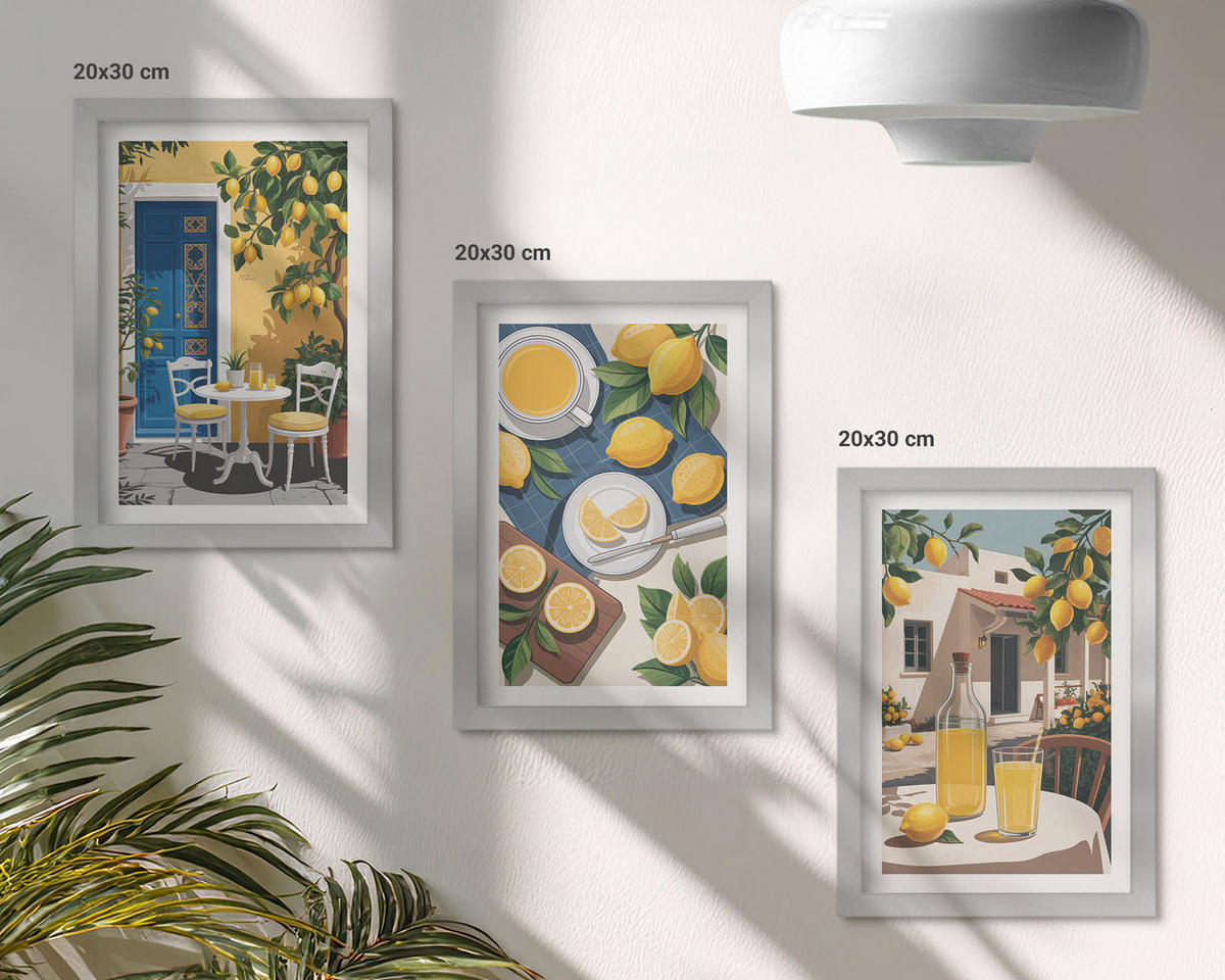 BILDER SET 3er Set - 20x30 cm Silberner Rahmen - Patio Sun Limonade - Silberfarben, Kunststoff (20/30cm) - TULUP