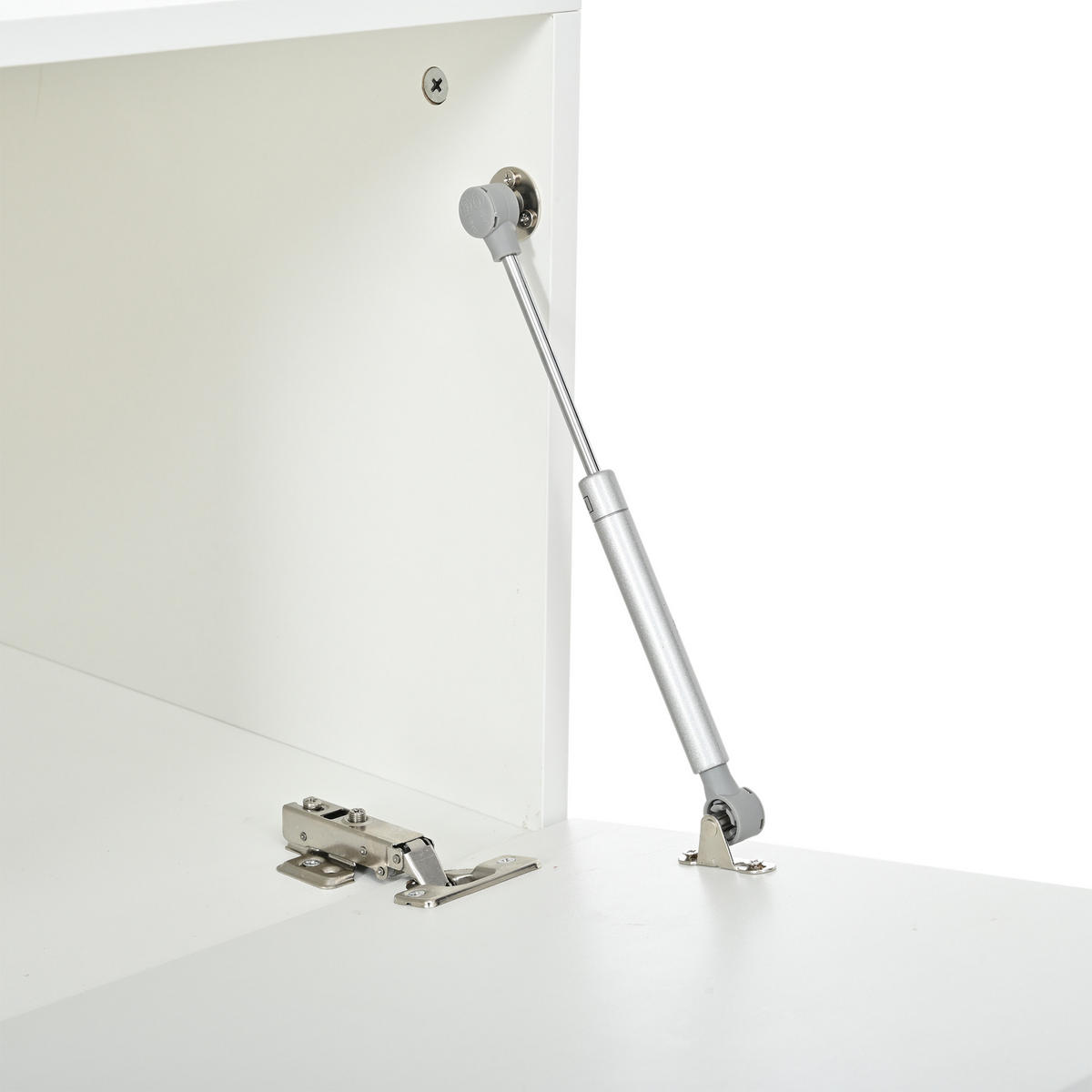 LOWBOARD in Weiß TV-Ständer mit Klapptüren für Fernseher um die 80 Zoll, B180/T40/H48 cm - Schwarz/Weiß, Holzwerkstoff/Metall (180/48/40cm) - STILVORA
