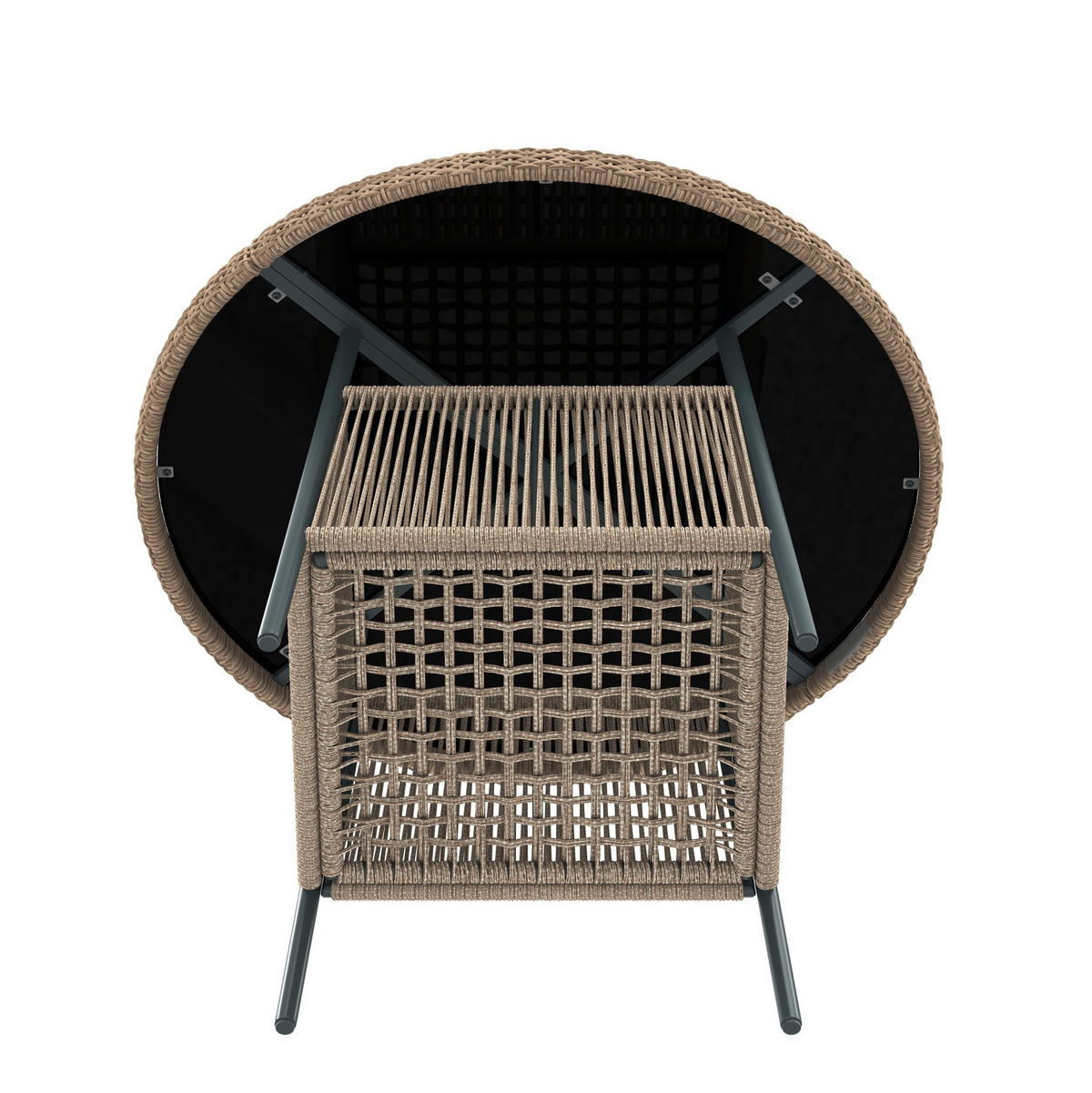 GARTENSETS aus Eisen, Polyester & Sicherheitsglas 110x110x74 cm in Beige - Beige, Metall - Modfu