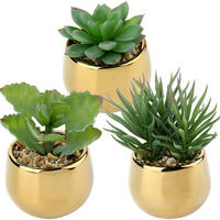 KUNSTPFLANZEN 3-teiliges Set Keramiktopf Gold - Goldfarben, Keramik (7.1cm)