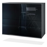 KOMMODE Rova Schwarz Hochglanz - Schwarz Hochglanz, Holzwerkstoff (92.5/73.5/35cm) - Vladon