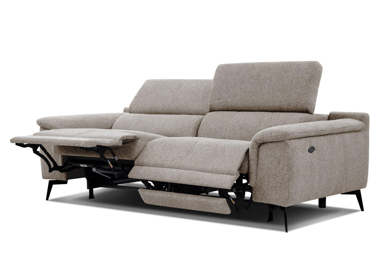 RELAXSOFA FIERO 3-Sitzer mit 2 Relaxfunktionen, taupe - Taupe/Schwarz, Holzwerkstoff/Textil (212/82/103cm)
