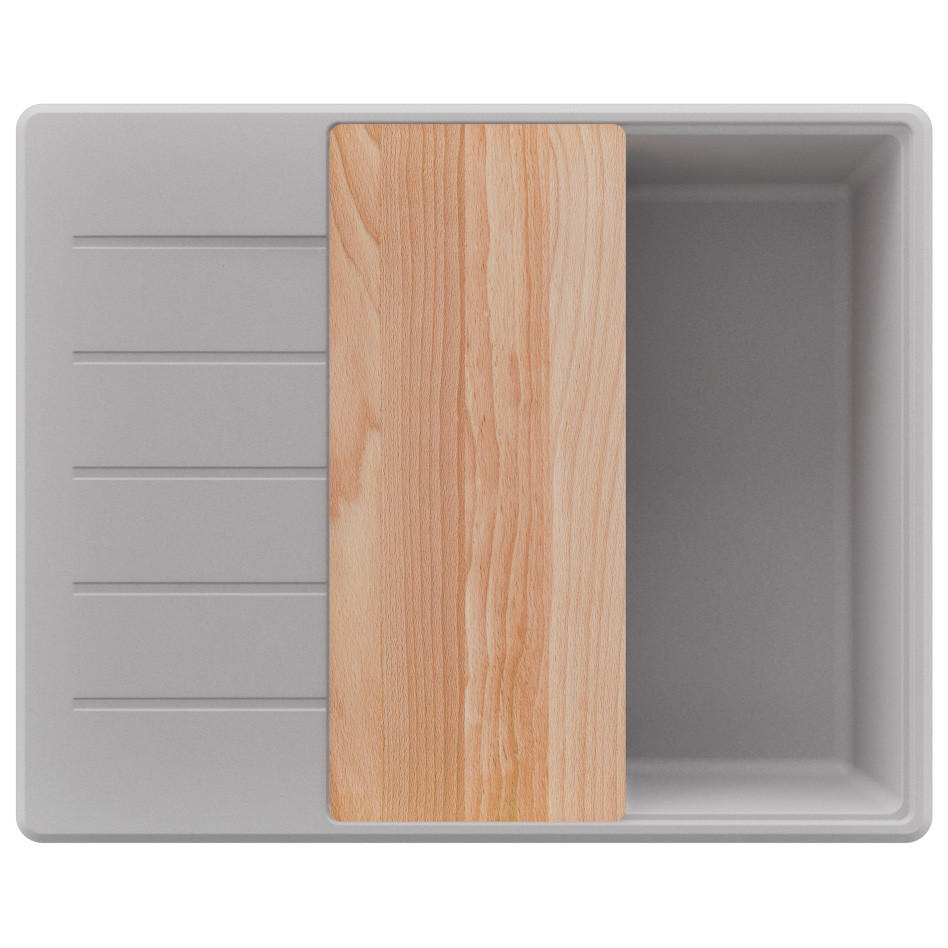SPÜLBECKEN Kopenhagen, 2-er set Grau 62/50 cm 1 Becken + Ablauf-Set + Schneidebrett ab 50er Unterschrank - Beige/Grau, Kunststoff (62/20/50cm) - Primagran