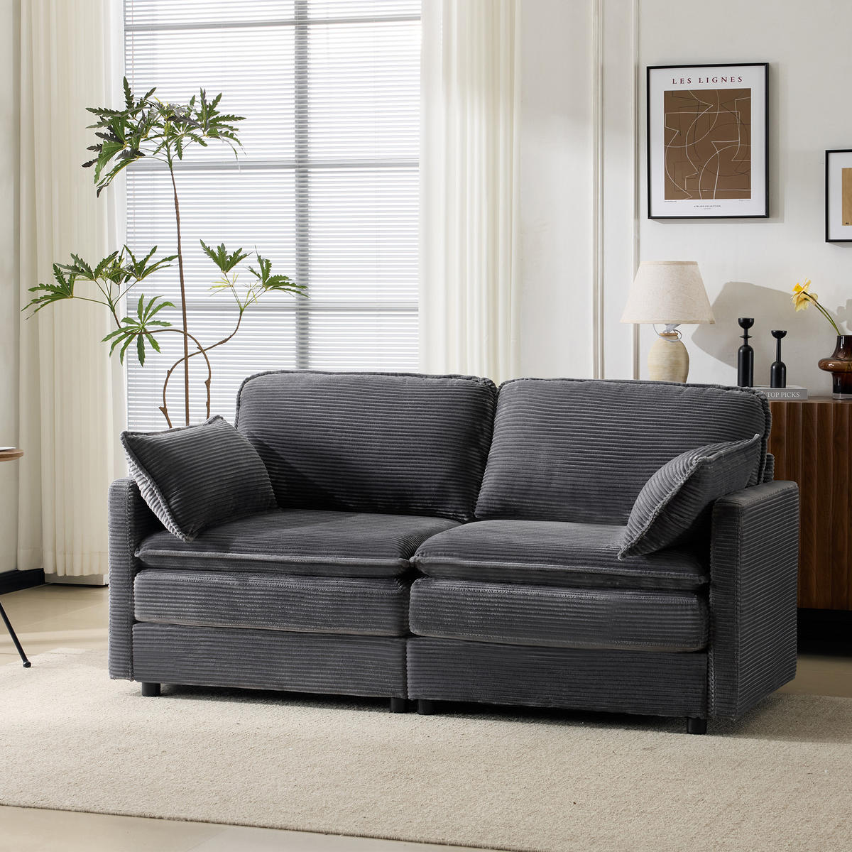 2-SITZER-SOFA Gemütlich und geräumig, geeignet für Wohnzimmer/Schlafzimmer - Grau - Grau, Textil (75/85/176cm) - KOMHTOM