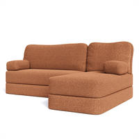 ECKSOFA SABI modulares Boneless Sofa mit Schlaffunktion Orange Boucle-Stoff - Orange, Textil (200/120cm) - MASSENO