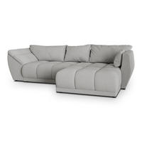 ECKSOFA ORENTI R-S Hellgrau Boucle-Stoff mit Schlaffunktion - Hellgrau, Holz (287/182cm) - MASSENO