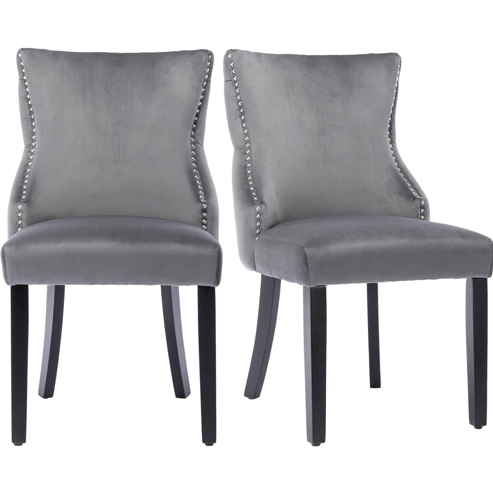 STUHL mit Knopfsteppung Sitzbreite ca. 50 cm Samt Grey - Grau, Metall (50/91/52cm) - Meubliv