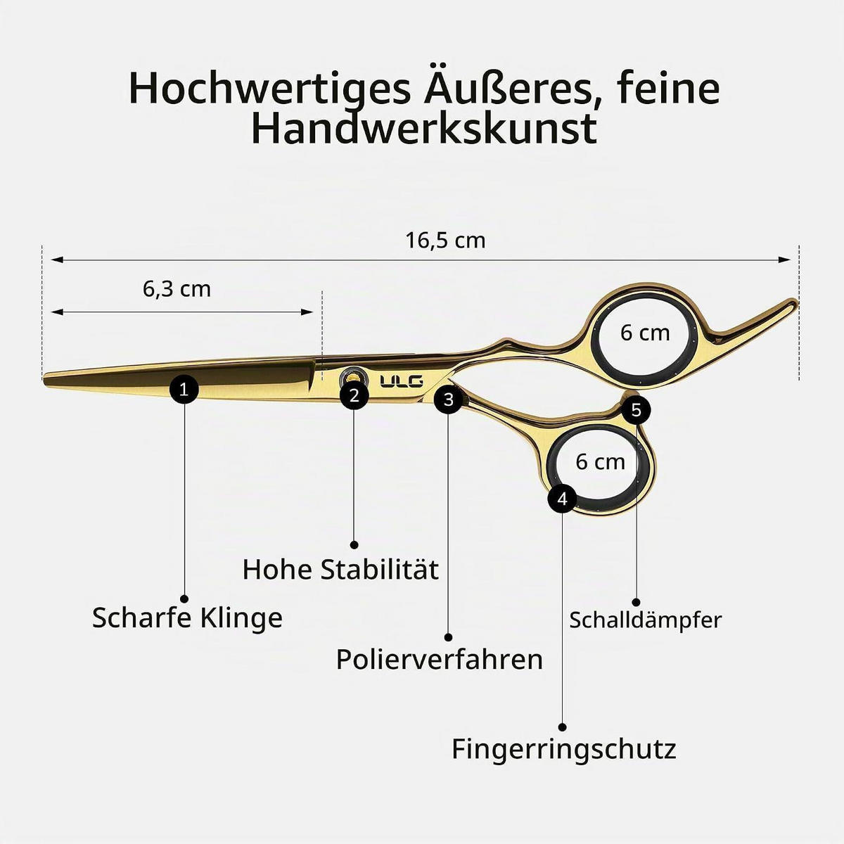 HAARSCHNEIDESCHEREN Set 2-teilig Gold 16,5 cm - Goldfarben, Metall (6.3/1/16.5cm)