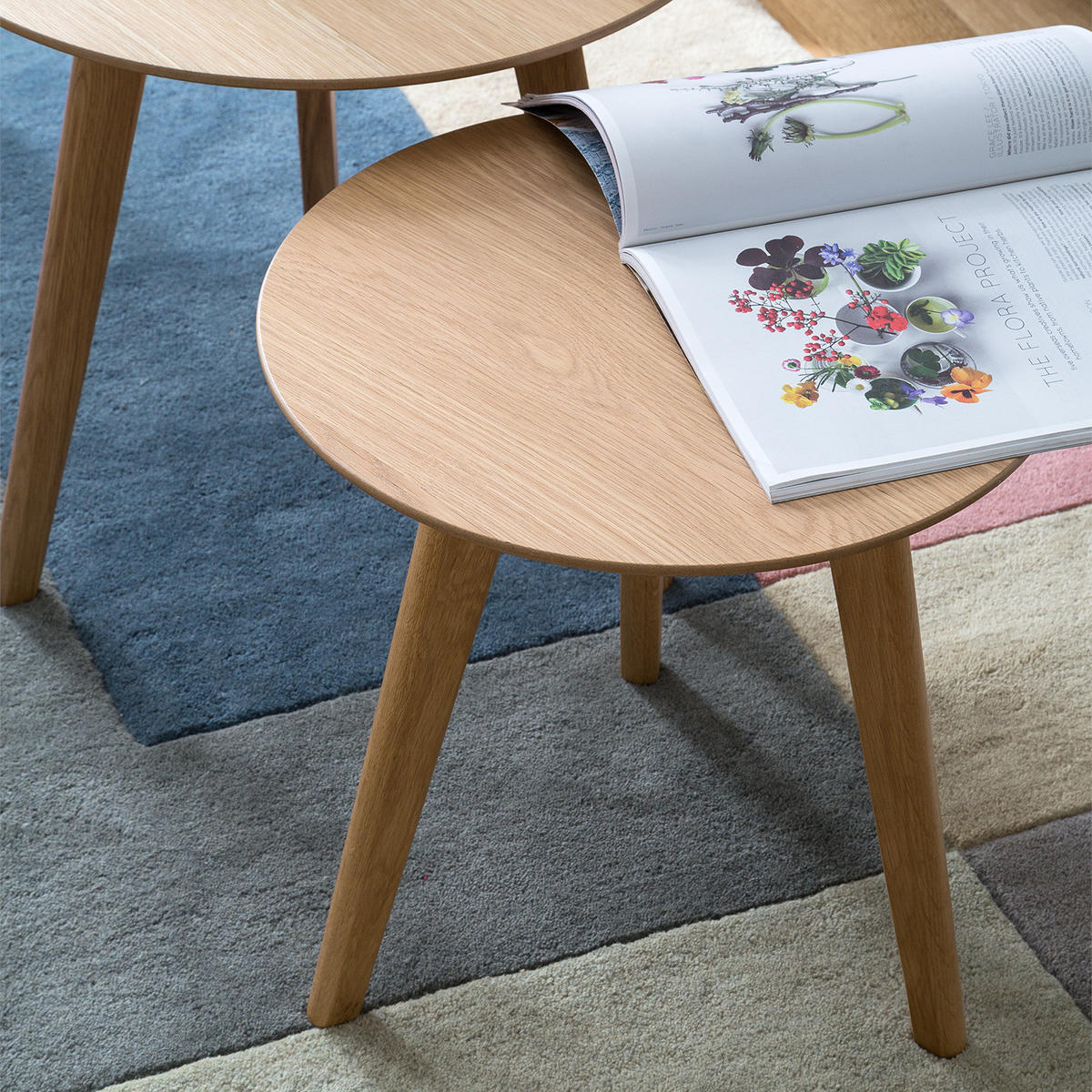 BEISTELLTISCH-SET - Eiche teilmassiv, Weiß / Eiche, 2-teilig - Eichefarben, Holzwerkstoff (50/50/45cm) - home24