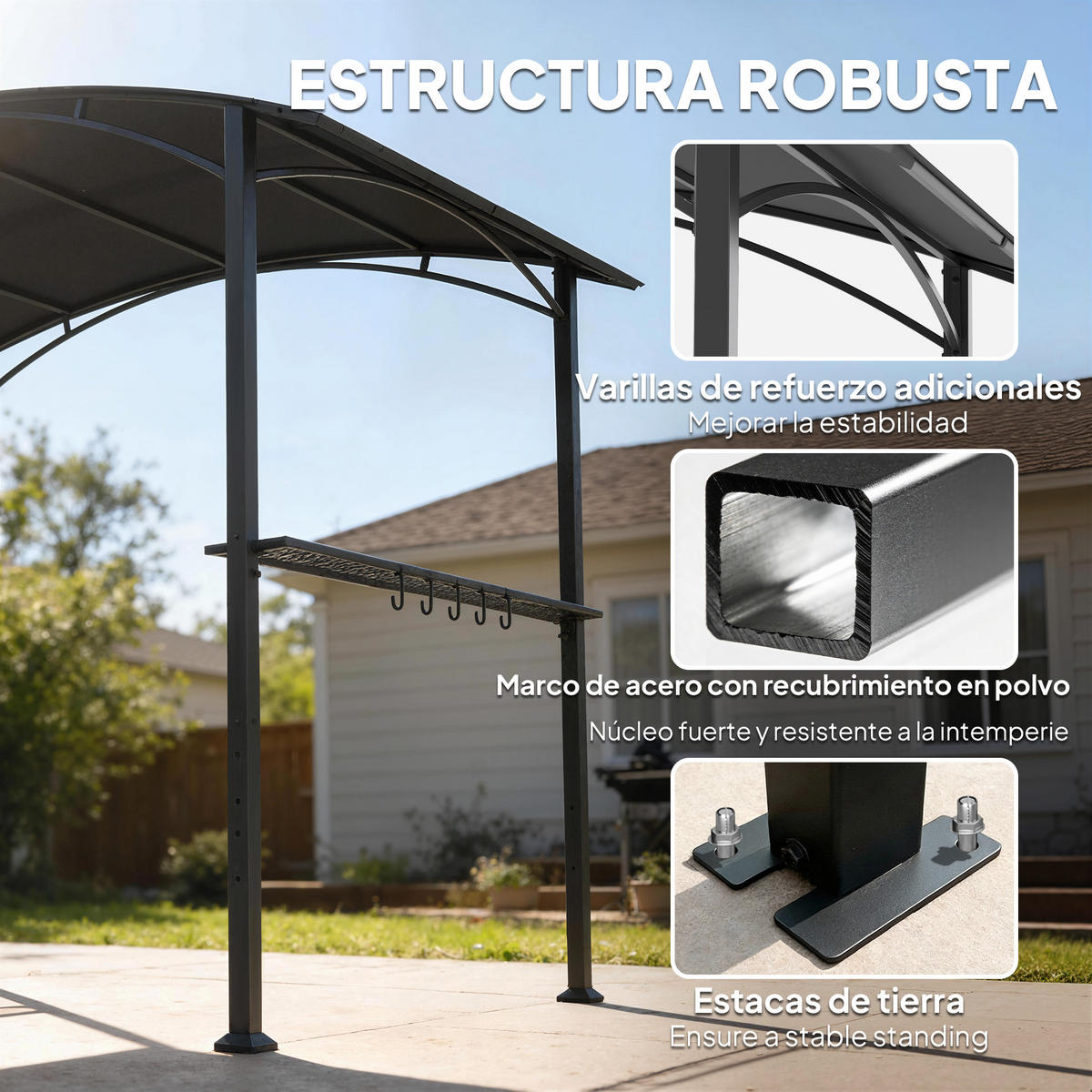 PAVILLON Grau 1 Stück - Grau, Metall (152/218/245cm) - GiPP