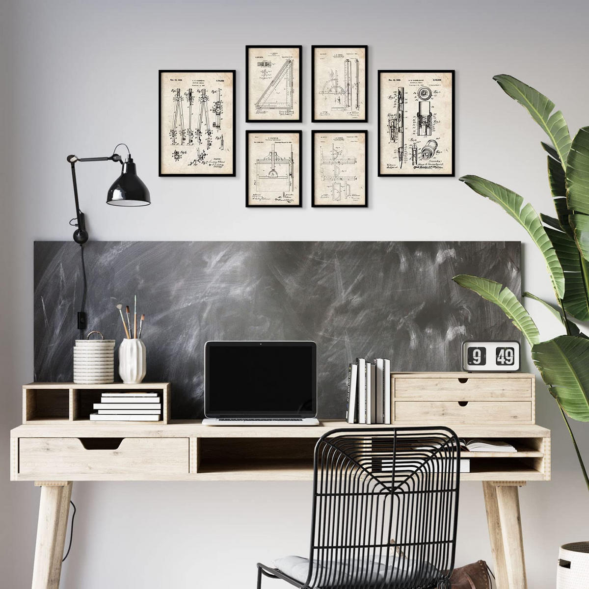 POSTER Set Mit 6 Plakaten Mit Messwerkzeug Patenten Im Vintage Stil A3 & A4 Weißer Rahmen - Weiß, Papier (29/3cm) - Nacnic