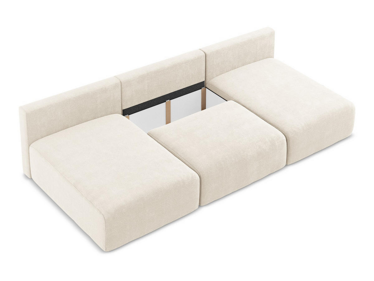 WOHNLANDSCHAFT Chenille Stoff Beige - Beige/Creme, Kunststoff/Textil (304/79/149cm) - Makamii