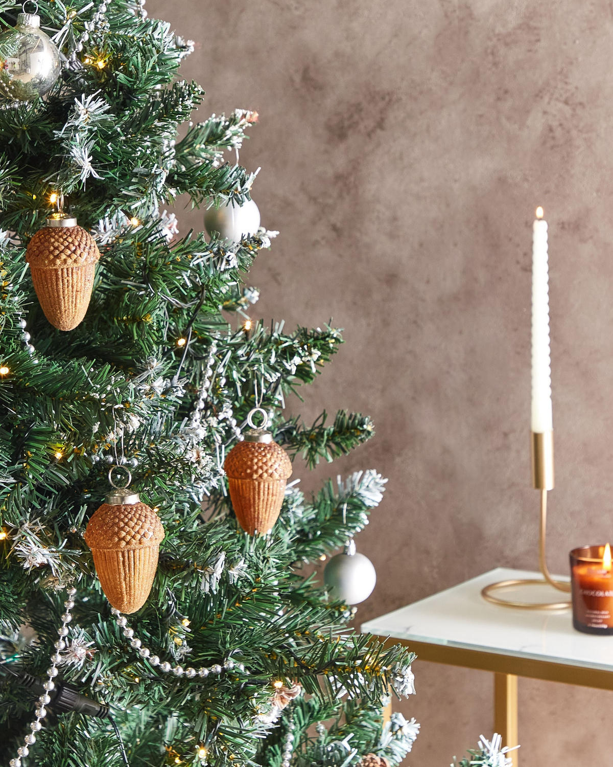 WEIHNACHTSKUGEL 6er Set Glas Gold Ambre - Silberfarben/Goldfarben, Glas (8/11/8cm) - Beliani