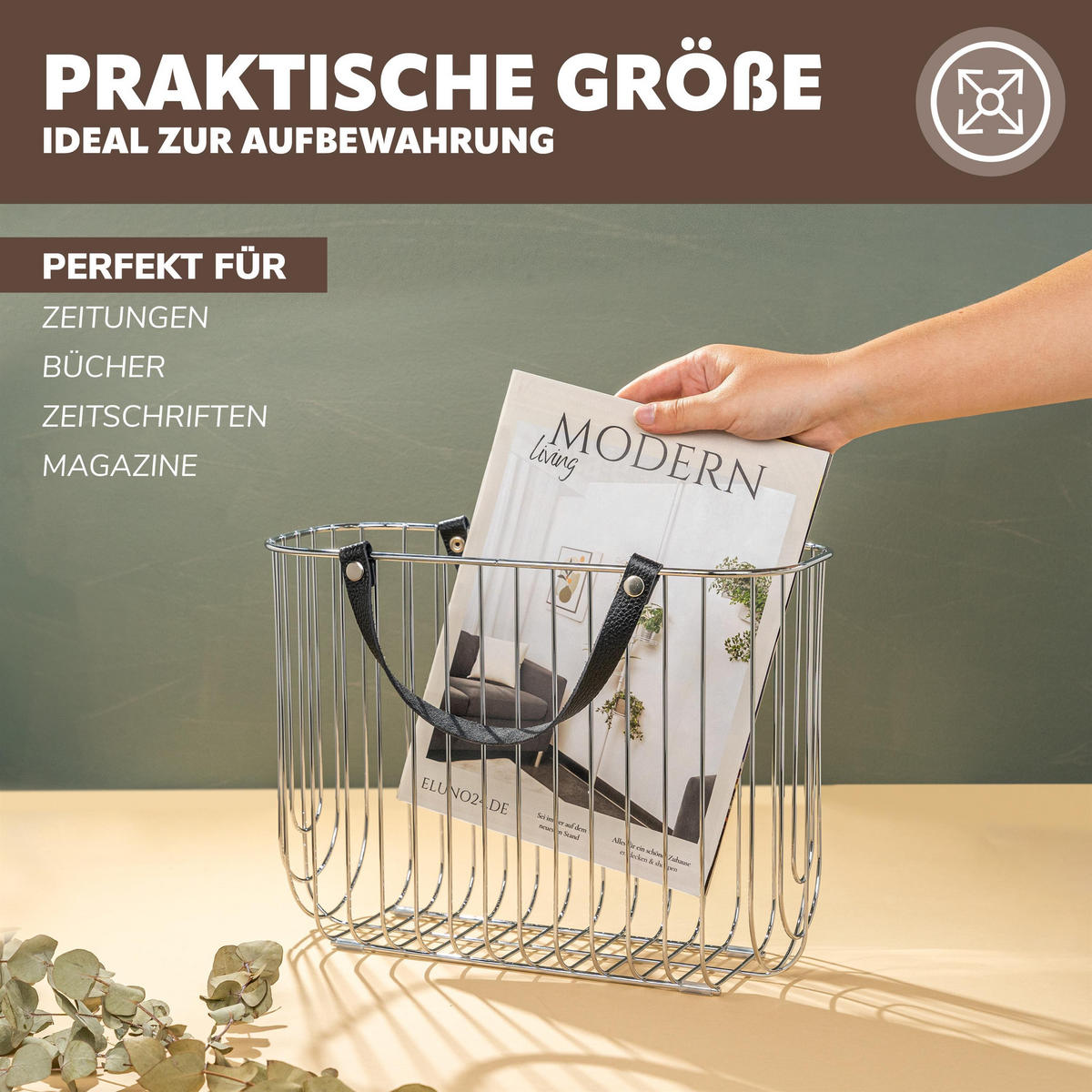 ZEITUNGSSTÄNDER, silber - Chromfarben, Metall (36/26.5/15.5cm) - eluno