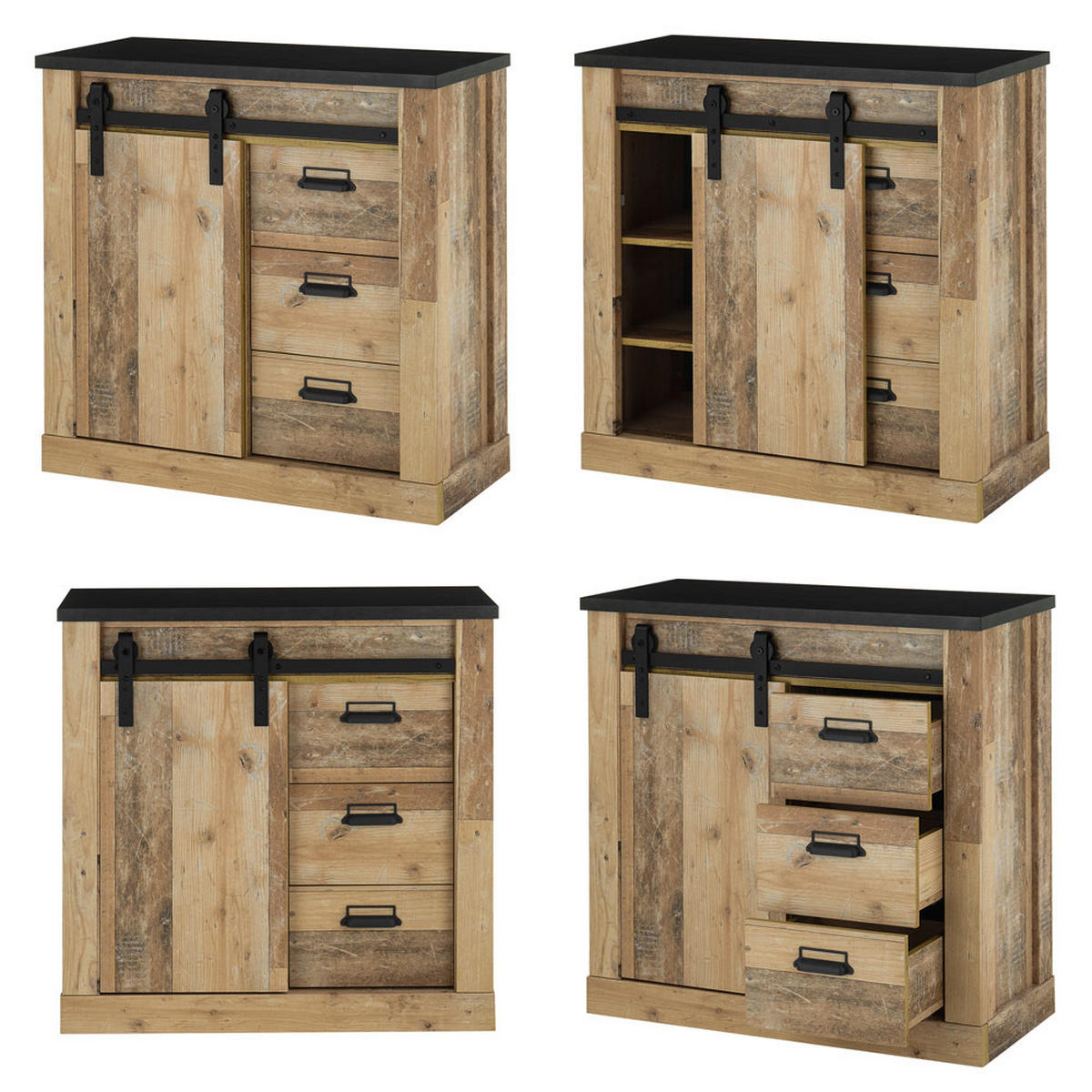 WOHNZIMMER-SET 6-TLG. Shelton-61 - Braun, Holzwerkstoff (570/201/43cm) - Lomado