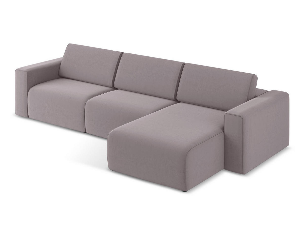 ECKSOFA Rechts Samt Stoff Violett - Lila/Flieder, Kunststoff/Textil (314/167cm) - Makamii