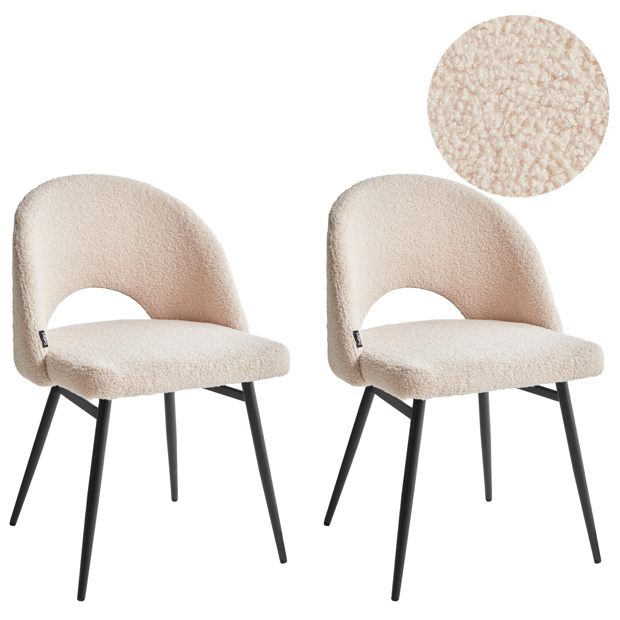 ÉTKEZŐSZÉK 2 darabos Szett Poliészter Bézs Onaga - bézs, textil/fém (45/77/46cm) - Beliani