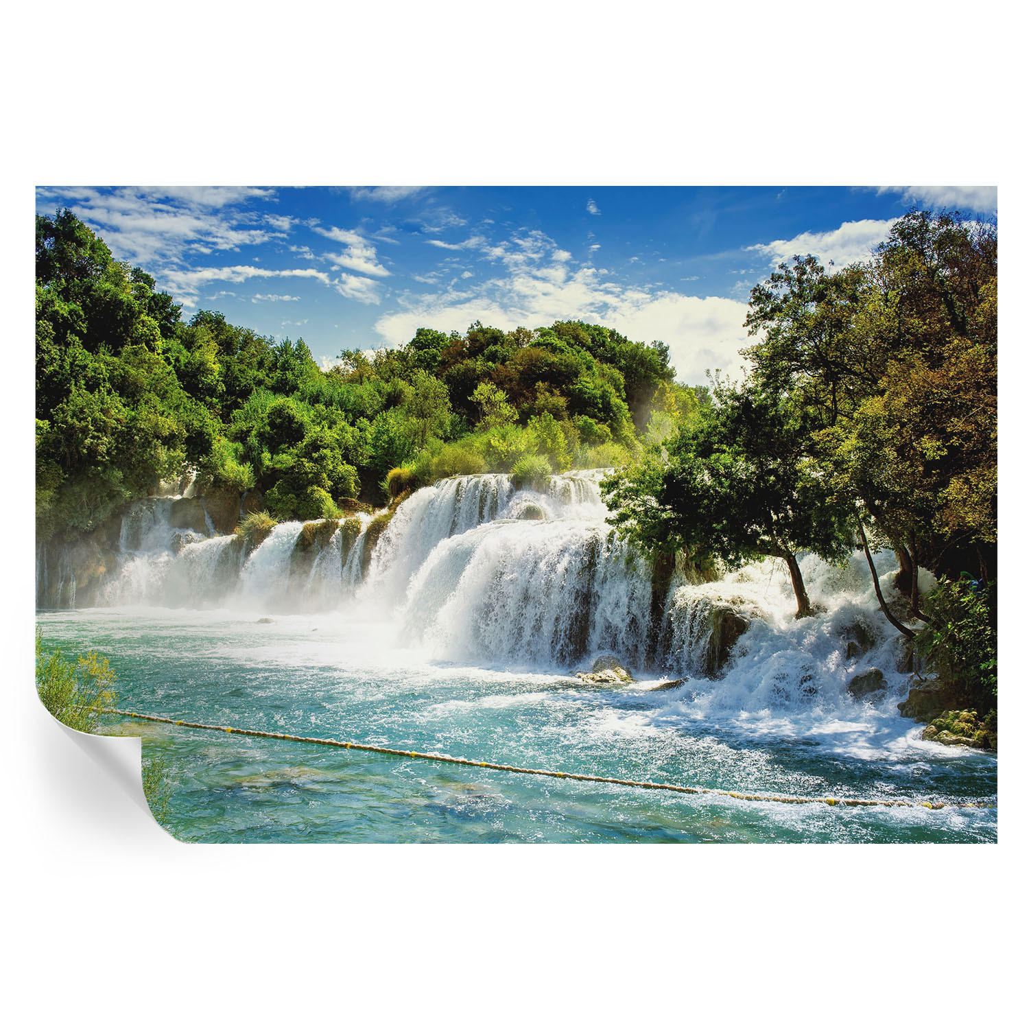 FOTOTAPETE 152x104 cm - Ein atemberaubender Wasserfall - Grün, Textil (152/104cm) - Wallfluent