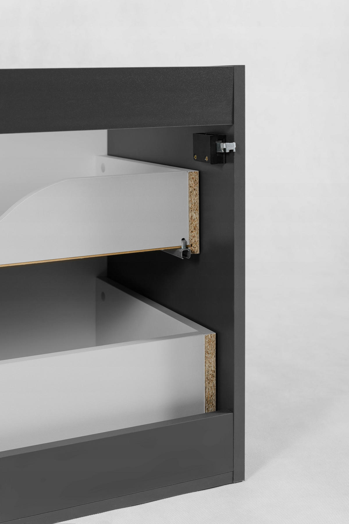 WASCHBECKUNTERSCHRANK SLIM 140cm mit Arbeitsplatte Eik Craft Schwarz - Eichefarben/Schwarz, Holzwerkstoff (140/57/46cm) - Rodan