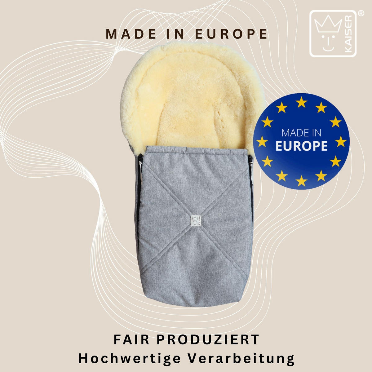 LAMMFELL-BABYSCHALENFUSSSACK Emmy, light grey melange - Grau, Fell (37/10/80cm) - Kaiserbaby