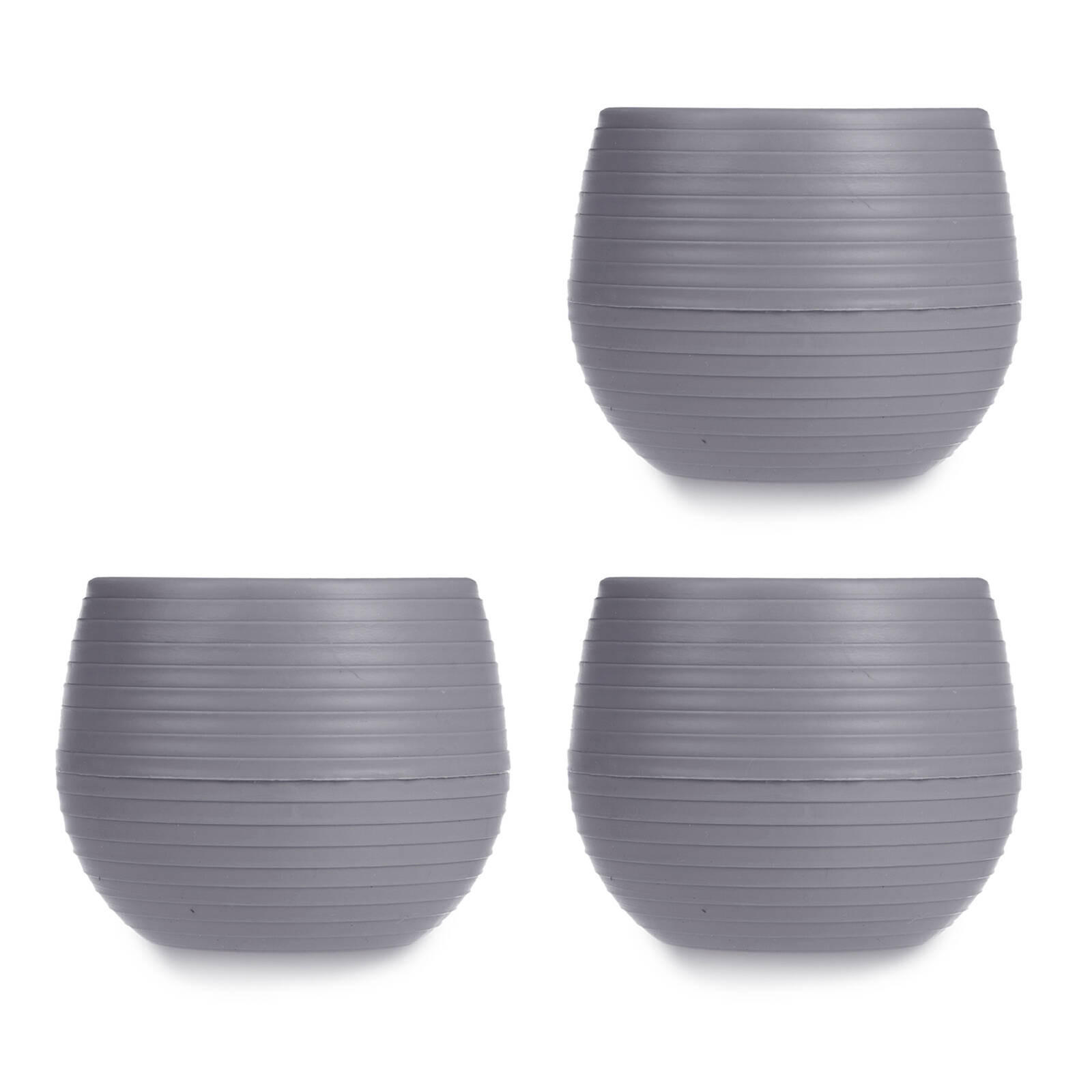 BLUMENTÖPFE Selbstbewässernd Kunststoff 14 cm, 3er-Set - Anthrazit, Kunststoff (14/14cm)