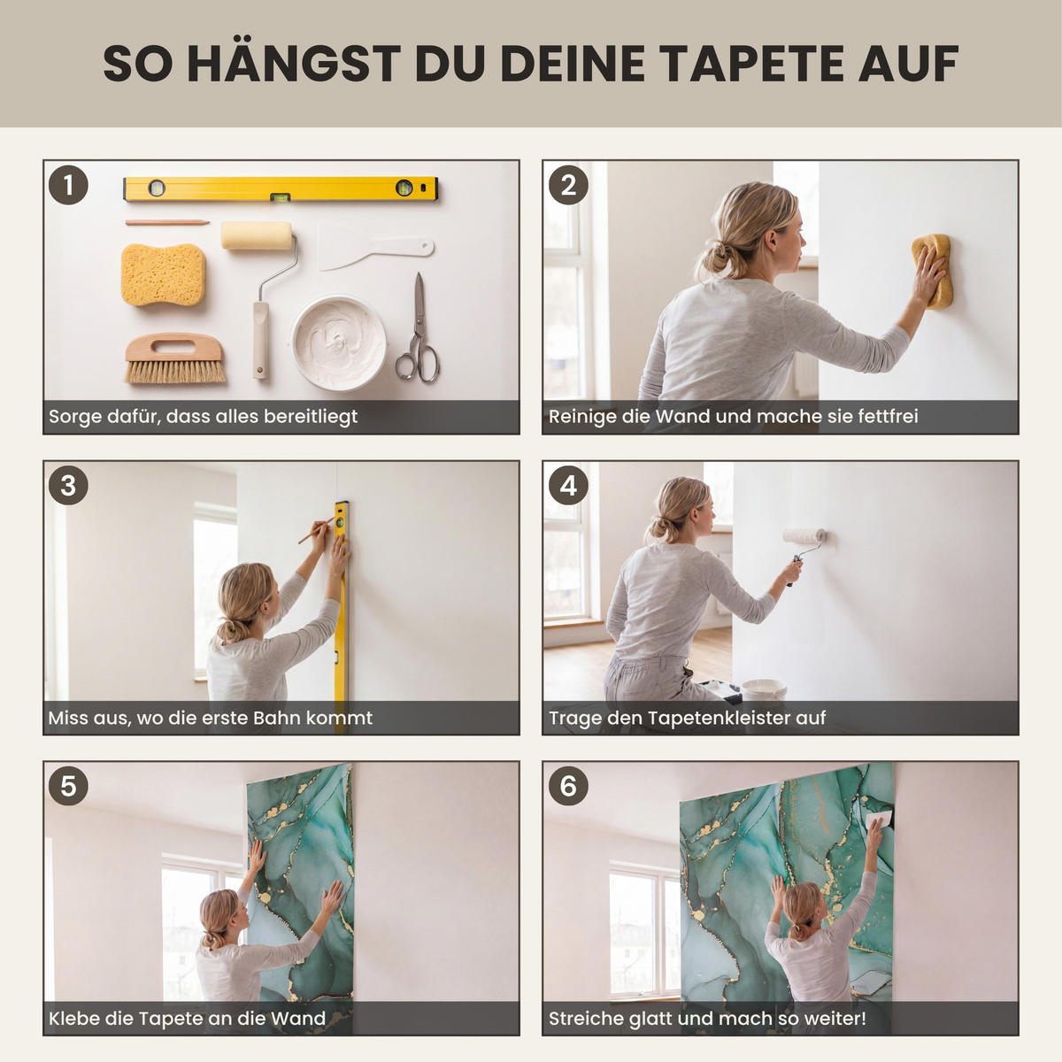 TAPETE - Gold - Marmor - Grün - Luxus - Marmoroptik - Grau - 200x220 cm - Grün, Papier (200/220cm) - OnlyWow