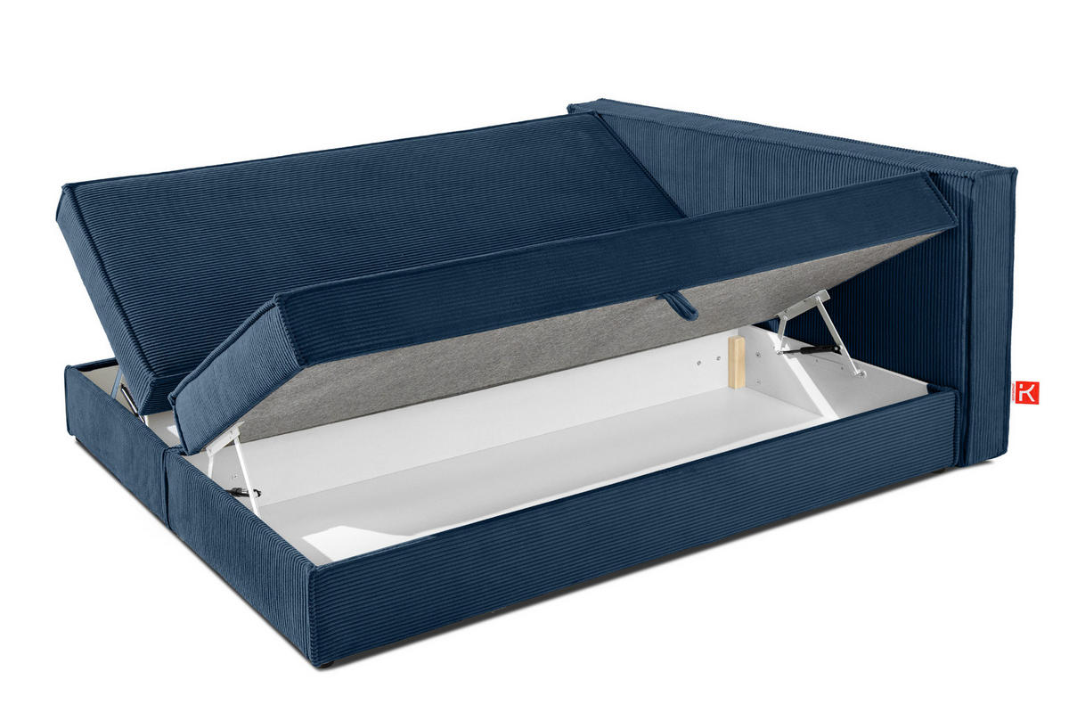 BOXSPRINGBETT ROTI mit Stauraum, marineblau - Schwarz/Dunkelblau, Holz/Holzwerkstoff (180/200cm) - KONSIMO®