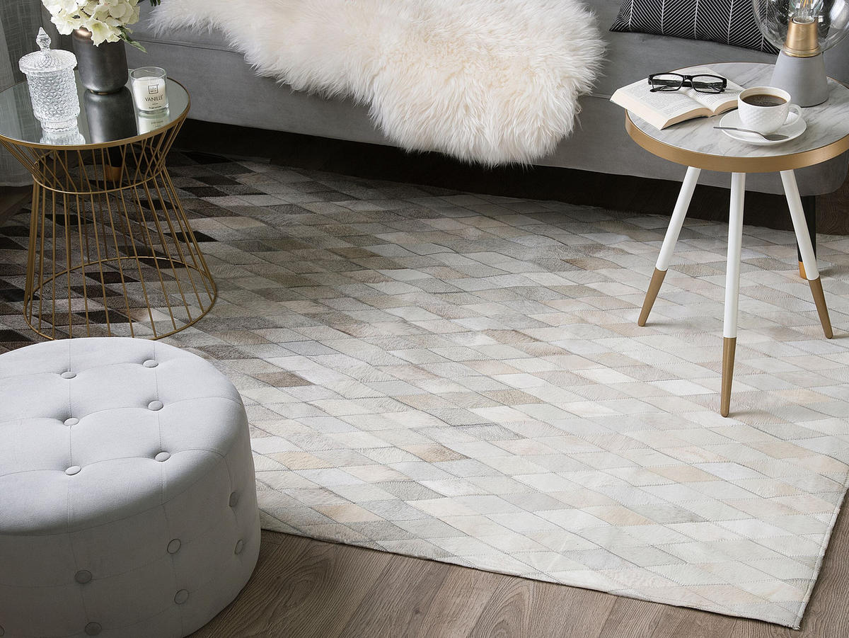 KURZFLOR-TEPPICH Maldan 200/140 cm - Beige, Fell (140/200cm) - Beliani
