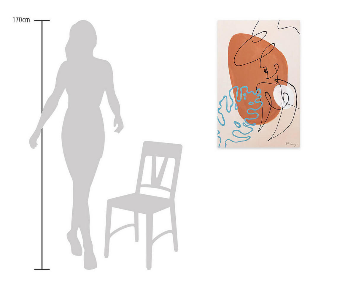 ACRYLBILD HANDGEMALT 60/90 cm - Pink/Beige, Holz/Textil (60/90cm) - KUNSTLOFT