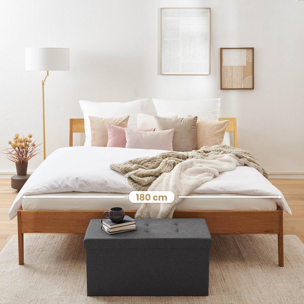 SITZBANK 76/38/38 cm + extra Box, Dunkelgrau - Dunkelgrau, Kunststoff (38/38/76cm) - Blumtal