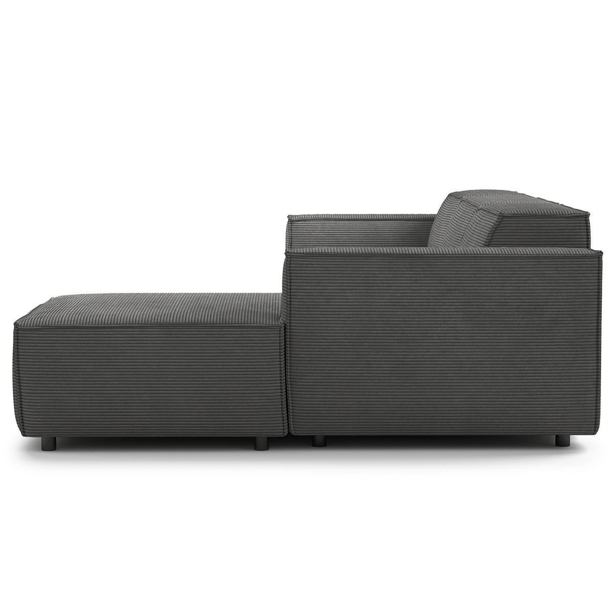 ECKSOFA mit Longchair - Anthrazit/Schwarz, Kunststoff/Textil (260/177cm) - home24