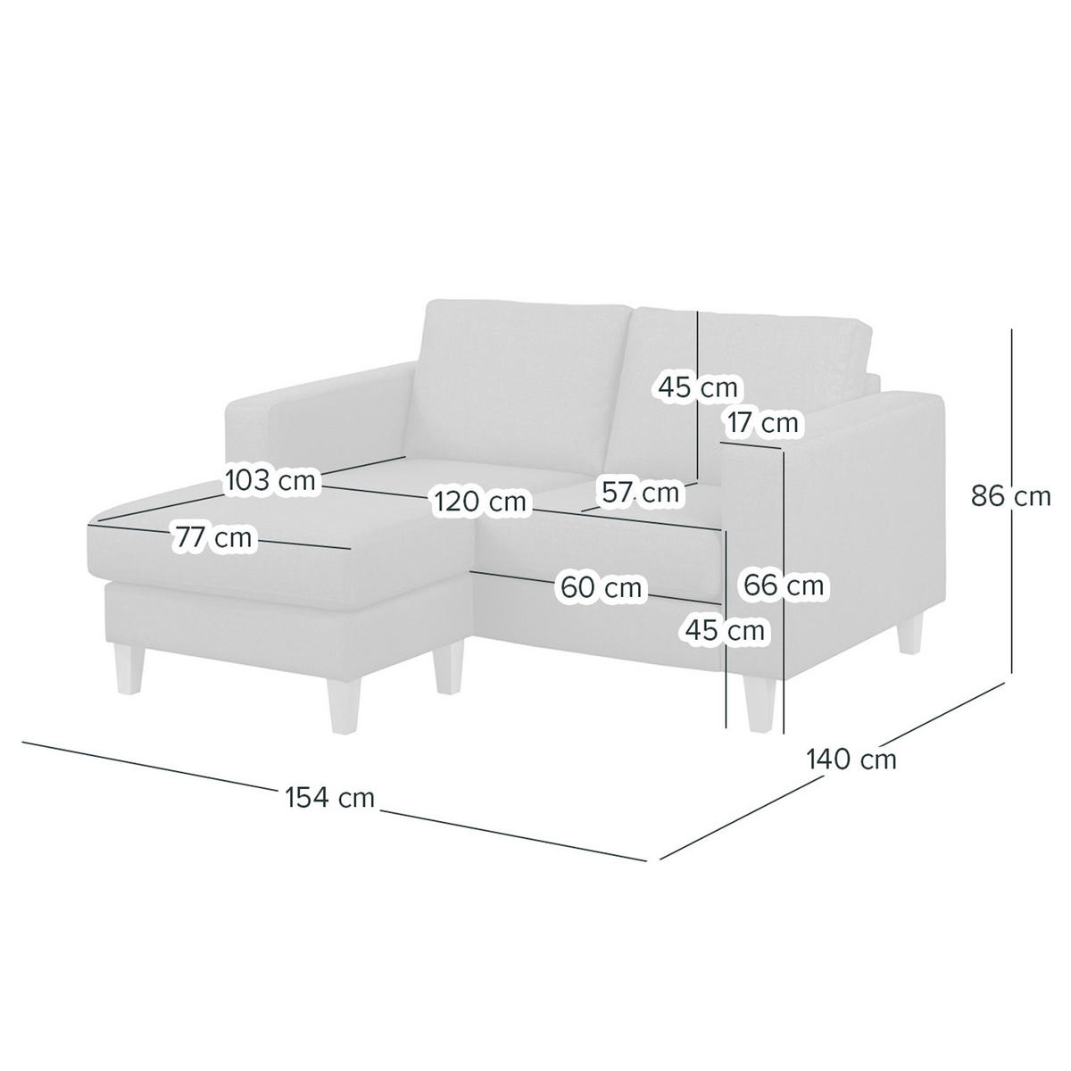 ECKSOFA - Cappuccino, Holz/Buchenholz (154/140cm) - home24