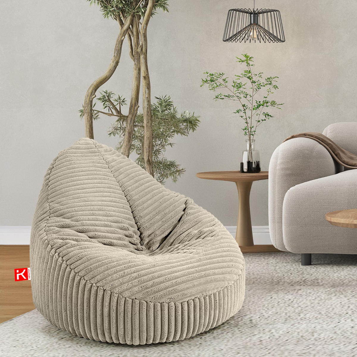 SITZSACK COSMO II aus Kordstoff, Beige - Beige, Textil (85/80/85cm) - KONSIMO®