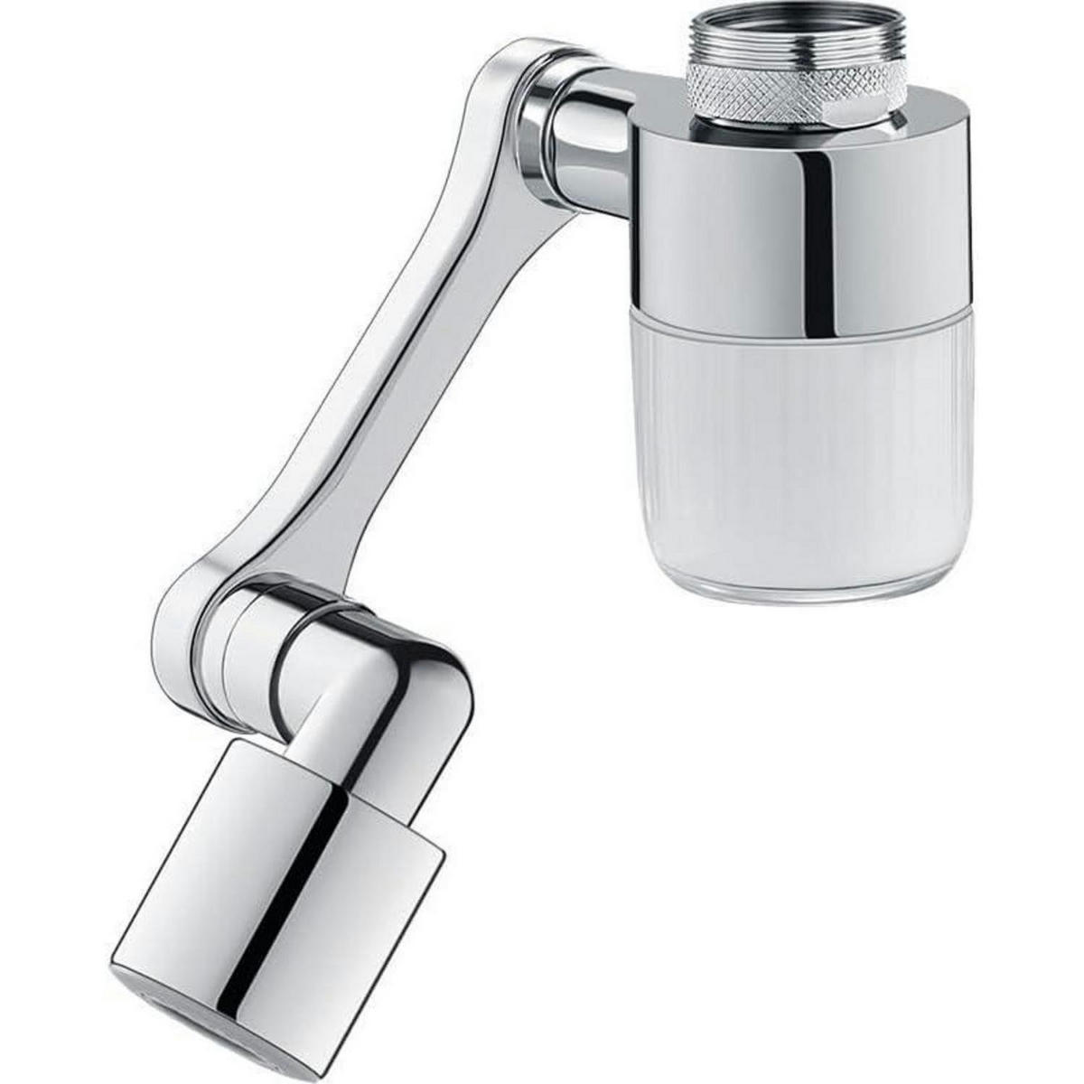 WASSERFILTERAUFSATZ 1080° drehbar Chrom mit 5 Filterpatronen - Silberfarben, Metall (2.5/8.8/13cm)